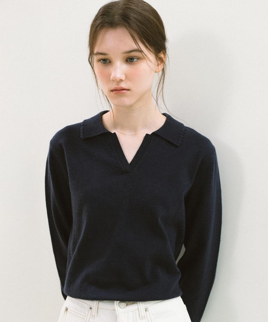 YUPPE Frill Collar Knit_Navy