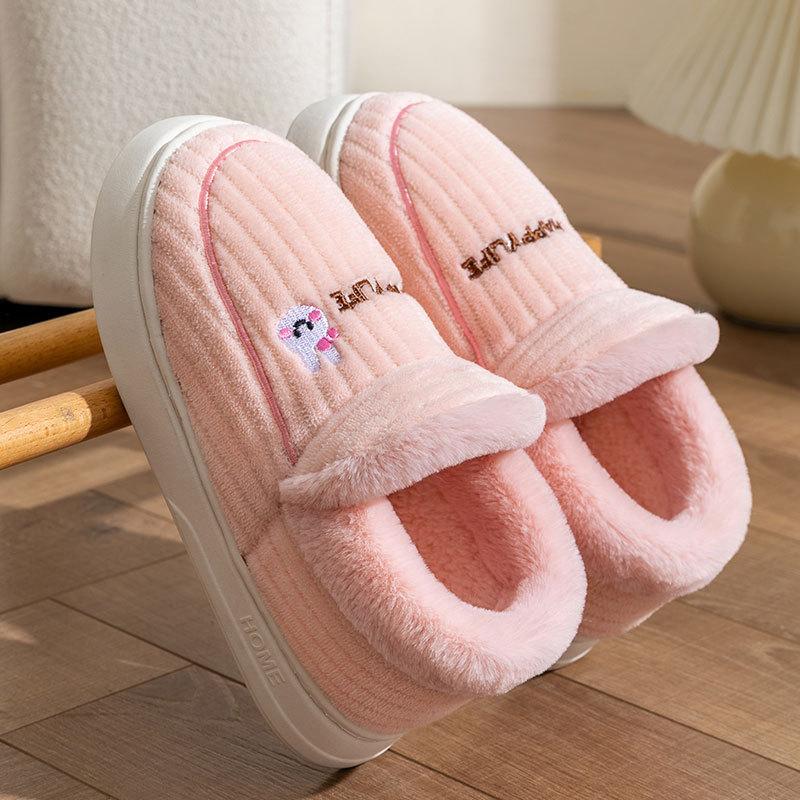 Хлопковые тапочки с утолщенной пяткой, мужские осенне-зимние бархатные домашние тапочки, зимние теплые хлопковые тапочки на толстой подошве для женщин