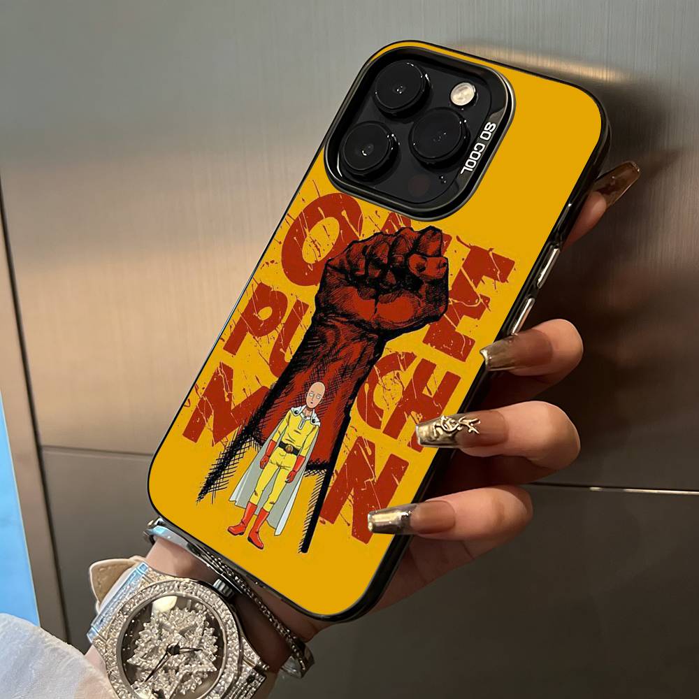 O-P-M-One-Punch -Man For iPhone 17 16 15 14 13 12 11 Pro Max XS 17 Air Silicone Colored Silver Bumper Cover