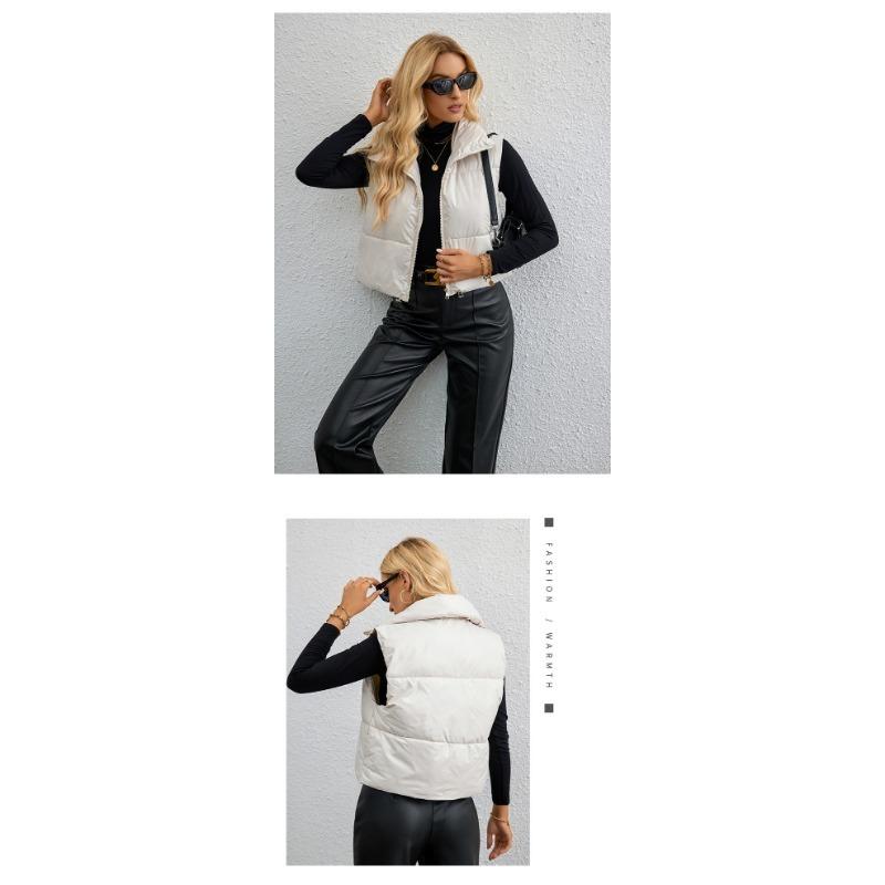 Хлопковый жилет женский осенне-зимний корейский вариант маленького ароматного ветрового воротника-стойки, новый хлопковый жилет без рукавов, куртка с застежкой-молнией Tide