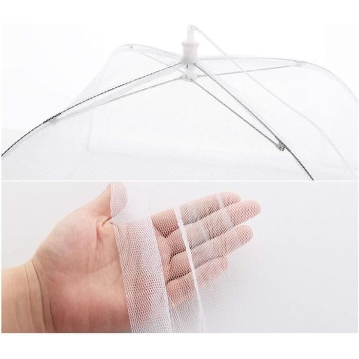 Cloche alimentaire pliable - Anti mouche - Universelle - Blanc - Rond - Pratique pour voyage