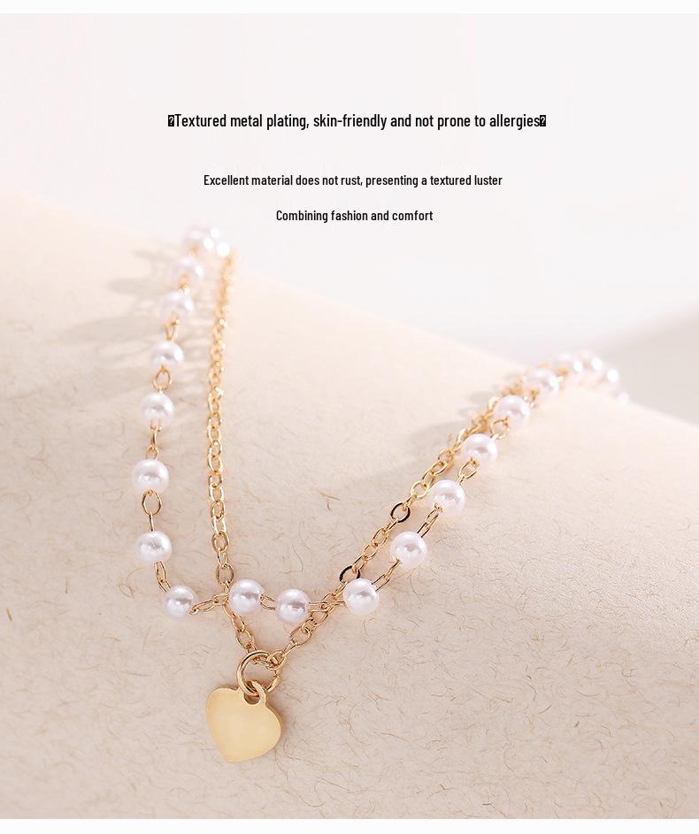 Vintage Double-Layer Heart Pearl Bracelet - Chic & Unique Retro Pearl Jewelry