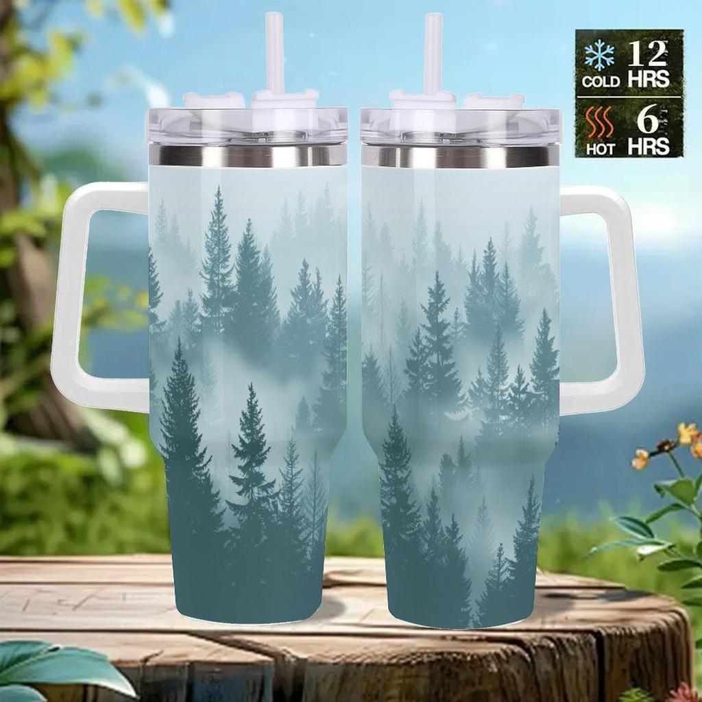 Drop Shipping 40oz Vacuum Handled Tumbler Blank Sublimation Cup For Winter Skiing Outdoor Sports Water Storage