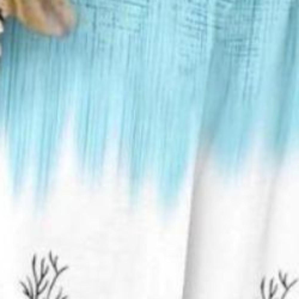 Women's Shirt Blouse Casual Loose Shirts 3/4 Sleeve Print V Neck Tops T-shirts Tee