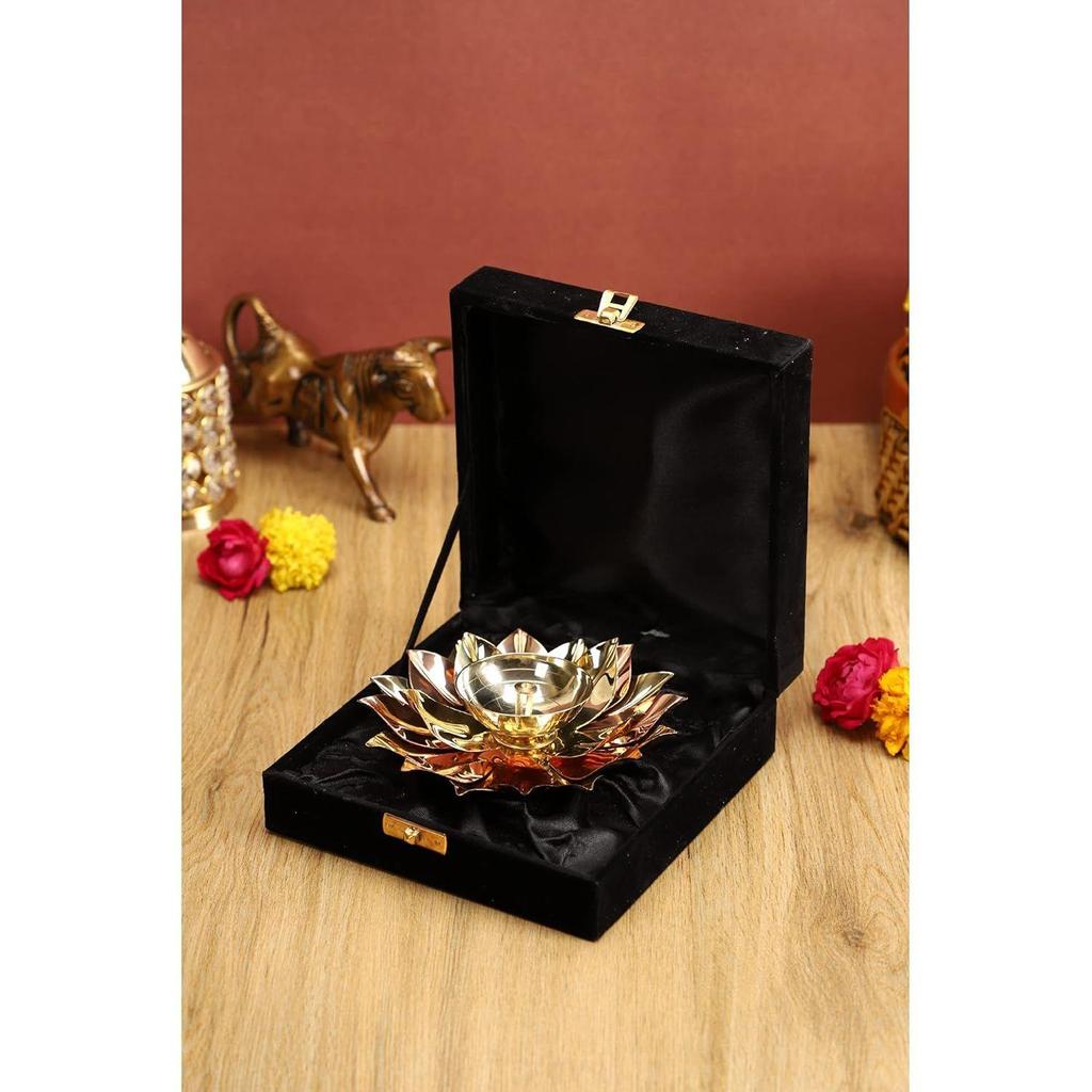 Copper Metal Brass Lotus Diya for Puja Home Decoration Item Gift Kamal Akhand Diyas Deepak Oil Lamp Pooja
