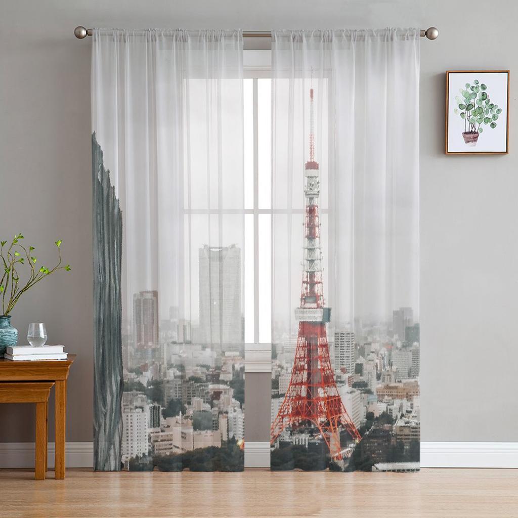 Париж Терраса Цветочная Мечта Шторы Для Гостиной Роскошные Тюлевые Шторы Для Детской Спальни Кухня Комната Современный Стиль Прозрачные Шторы