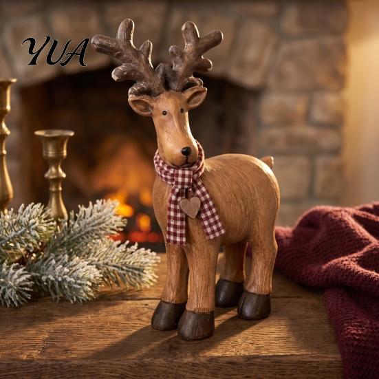 Tiered Tray Seasonal Ornaments Rustic Elk Ornament, Handcrafted Resin Deer Figurine, Decorative Handmade Crafts for Gifts Wildlife Sculpture