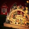 Wooden Christmas LED Bridge Light Ornament Christmas Scene Decoration Home Semi Circular Creative Ornament Atmosphere Light