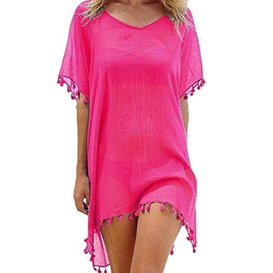 Summer Women Tassel New Bikini Beach Beachwear Swimwear Solid Color Bathing Suits Monokini Mujer Swimwear Cover Up Dress