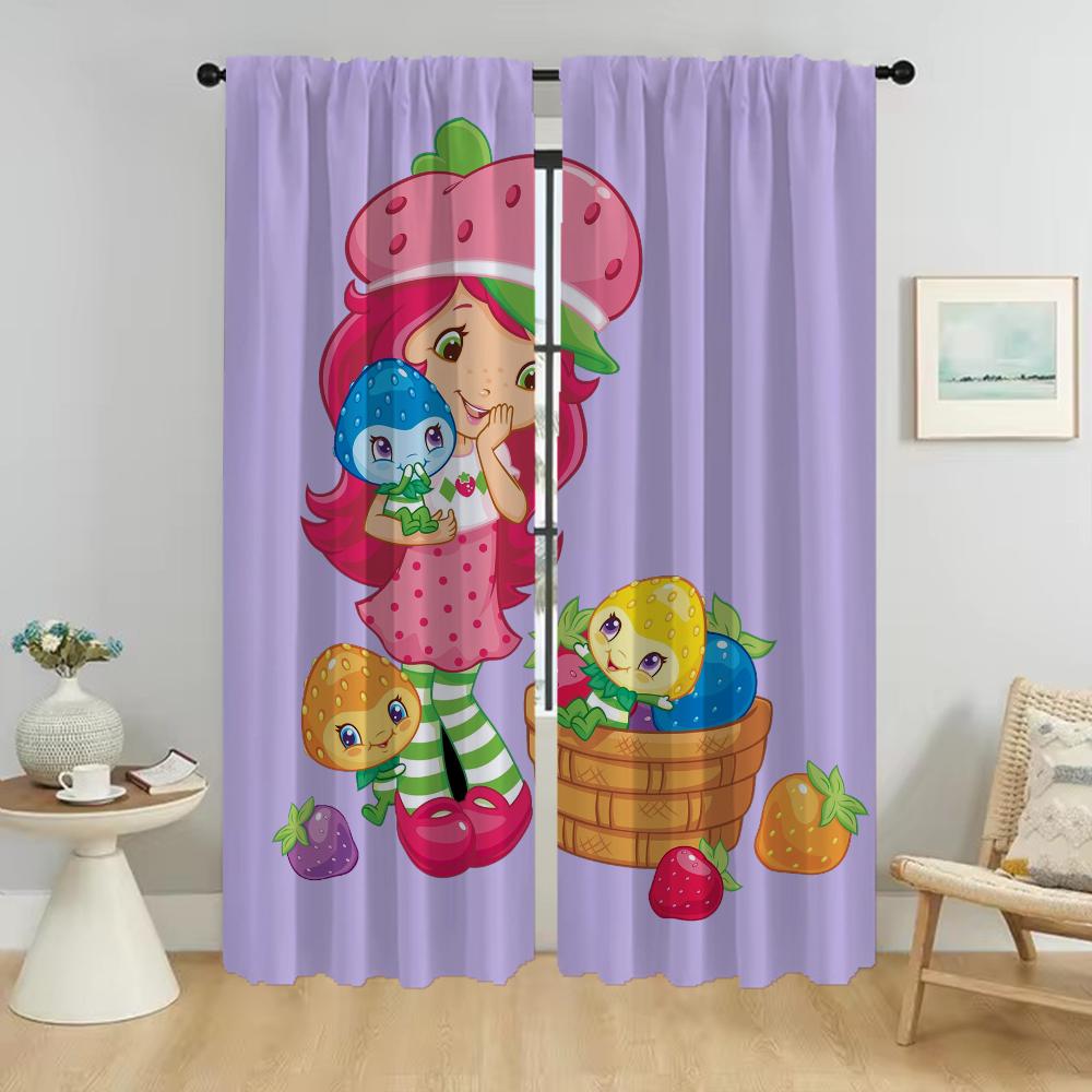 Шторы Strawberry Shortcake для комнаты, 2 панели, современные шторы для гостиной, перегородка, украшение на Хэллоуин, кухня