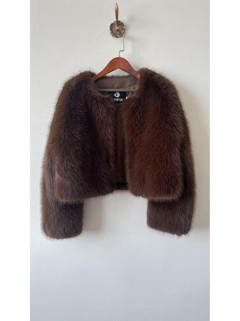 Женская повседневная короткая шуба из лисы тоскана - Европейский и американский уличный стиль