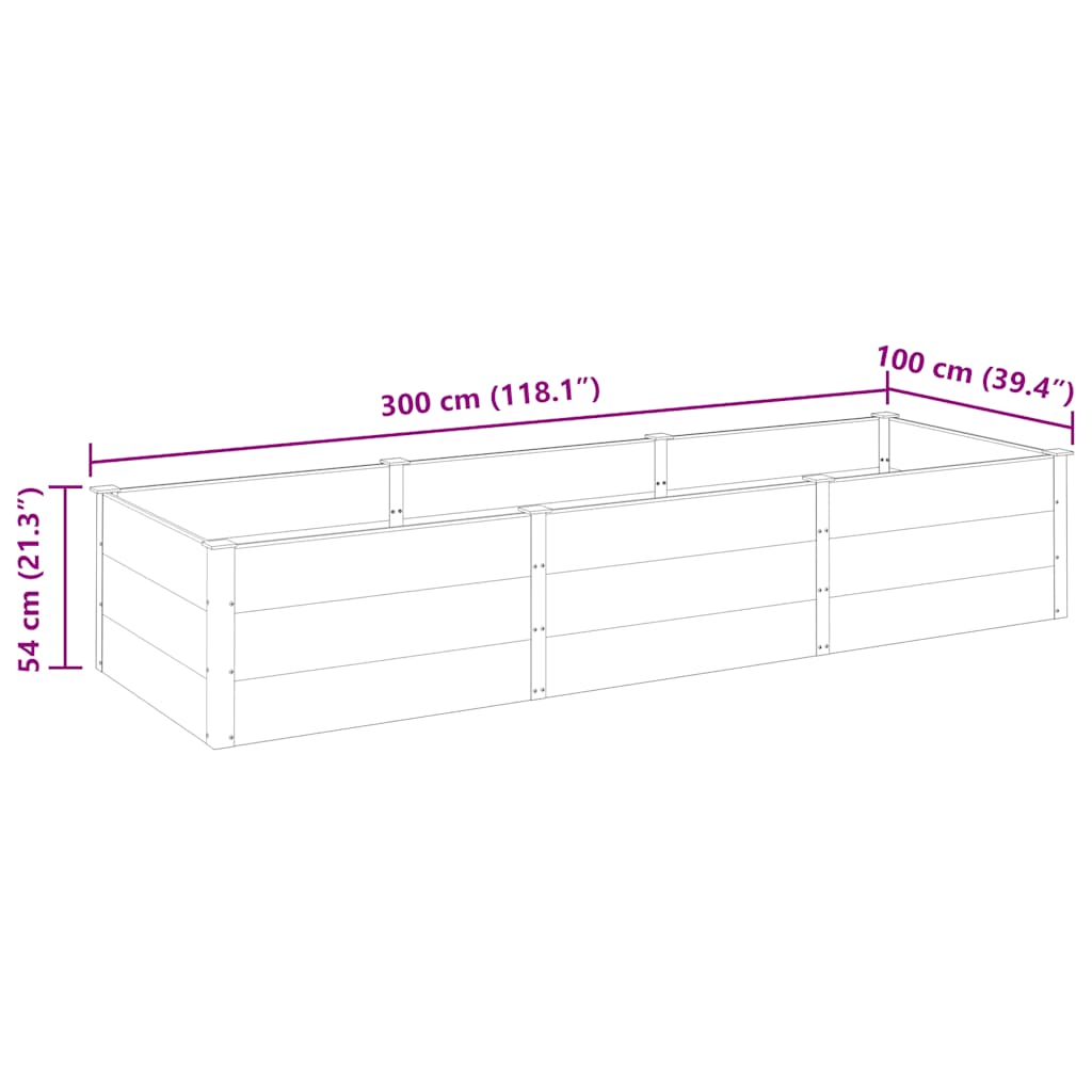 Raised Garden Bed Gray 300 x 100 x 54 cm WPC
