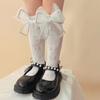 1 Pair Calf Socks Lace Hollow Breathable Japanese Style Bouncy Daily Wear Velvet Bow-knot Children's Socks Birthday Gift