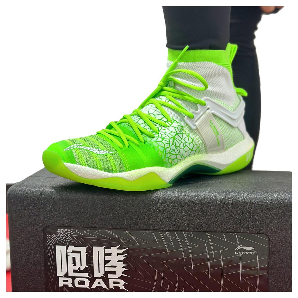 Li Ning Roar 2 Амортизация Поддержка Высокие Бадминтонные Кроссовки Унисекс Неоновый Нежно-Зеленый/Стандартный Белый AYAQ011-3 /