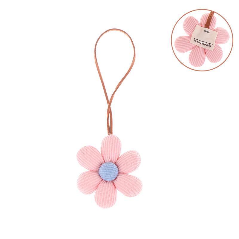 3D Color Six-Petal Flower Name Sticker Pendant Fabric Flower Doll Anti-Lost Lanyard Luggage Tag Charm Keychain Bag Decor Toys