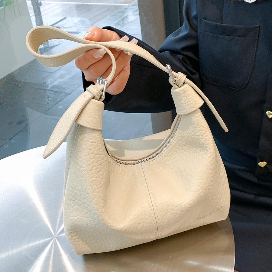 New Fashion Women's Underarm Shoulder Bags Textured Soft Leather Crossbody Bag French Vintage Simple Handbags