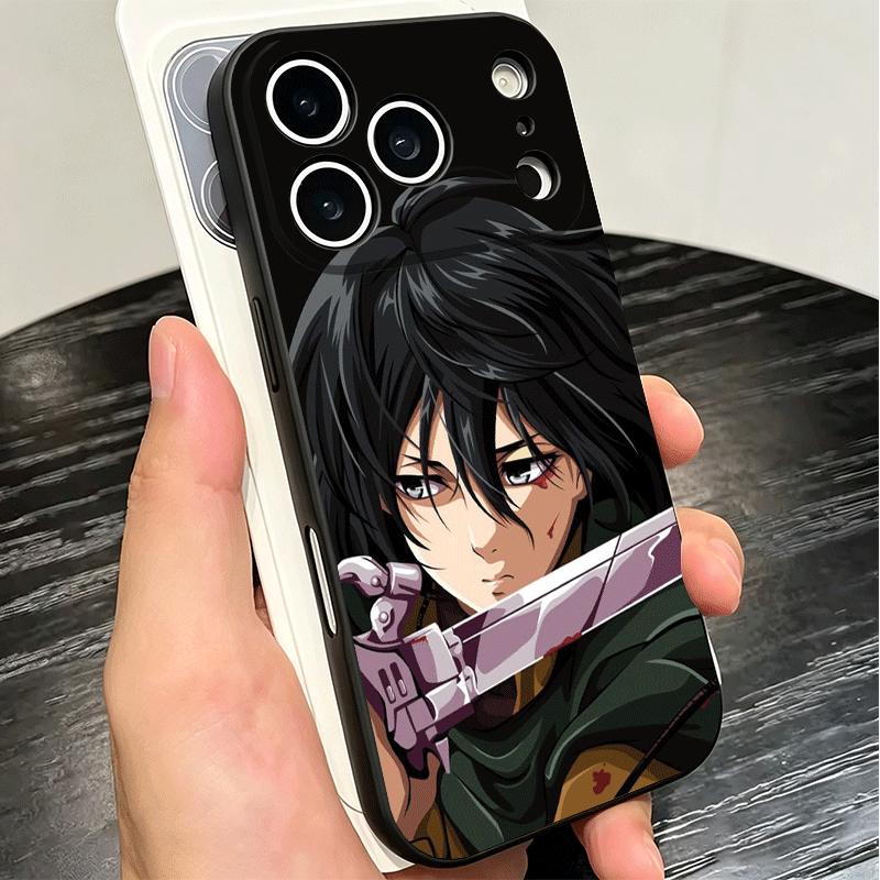 A-Атака Титанов Микаса Мягкий Чехол для Телефона для iPhone 16 16E 17 Air 15 Pro Max 14 Plus 13 Mini 11 12 7 Черный Чехол Задняя Панель