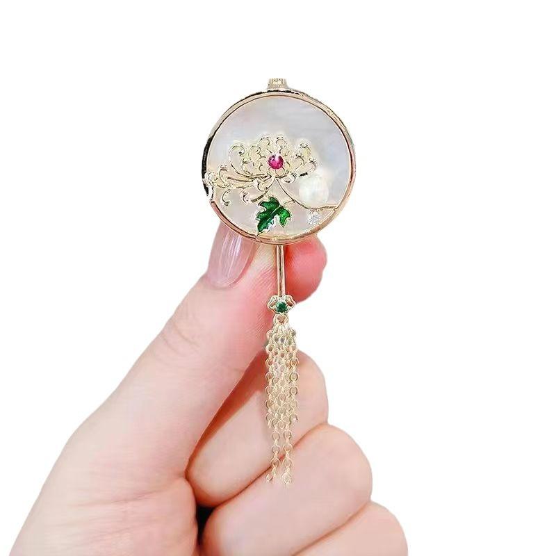 Джентльмен в цветах орхидеи, высококачественная брошь, женская китайская брошь с кисточками, веер, старинный воротник-стойка