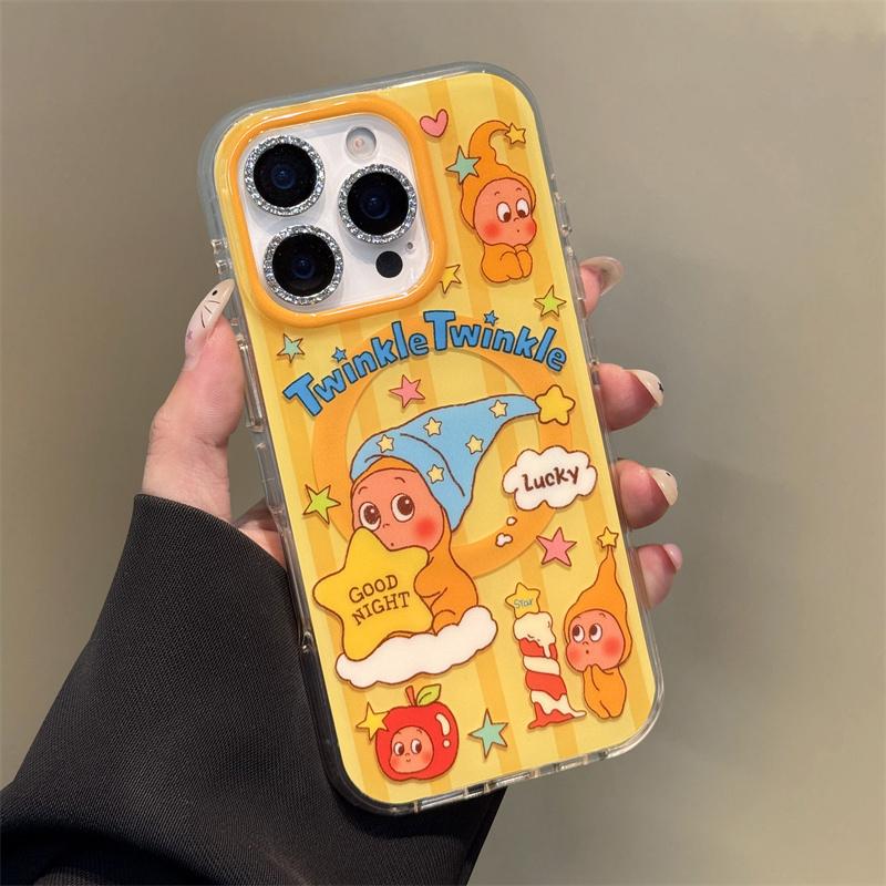 Забавный Милый Звездный Детский Магнитный Чехол для Телефона для iPhone 16 Pro 14 15 Pro Max Чехол с Подставкой Ударопрочные Защитные Чехлы с Мультяшным Рисунком