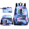 Teen Animation Backpack Elementary School Student Fashion School Bag Three-piece Set