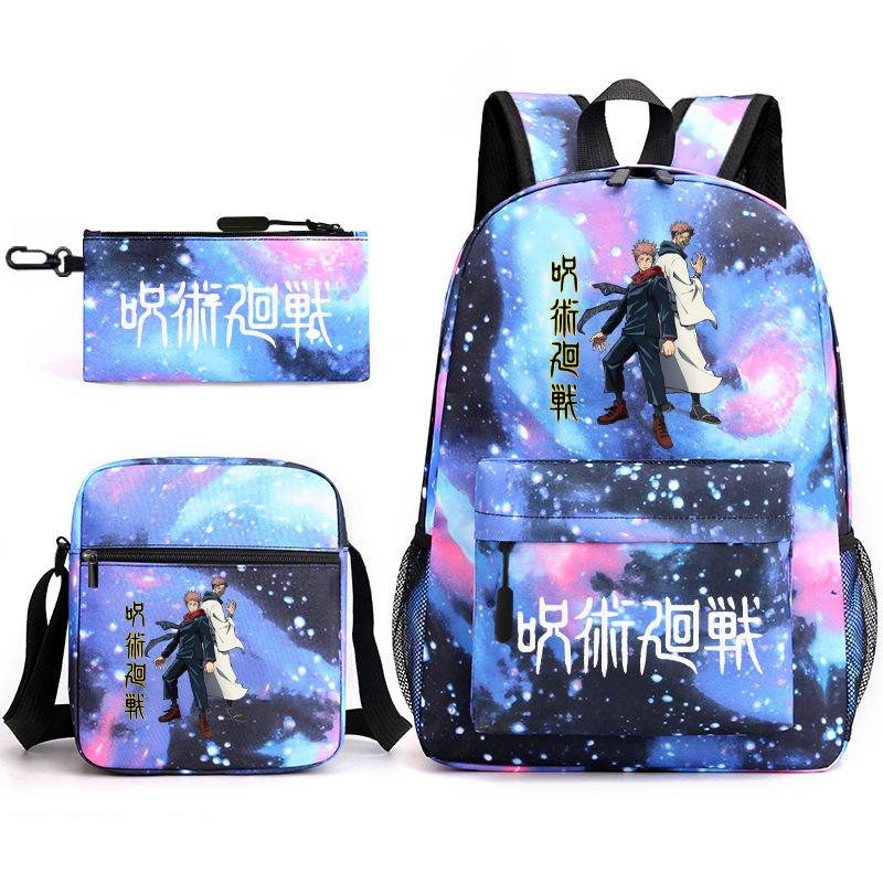 Teen Animation Backpack Elementary School Student Fashion School Bag Three-piece Set