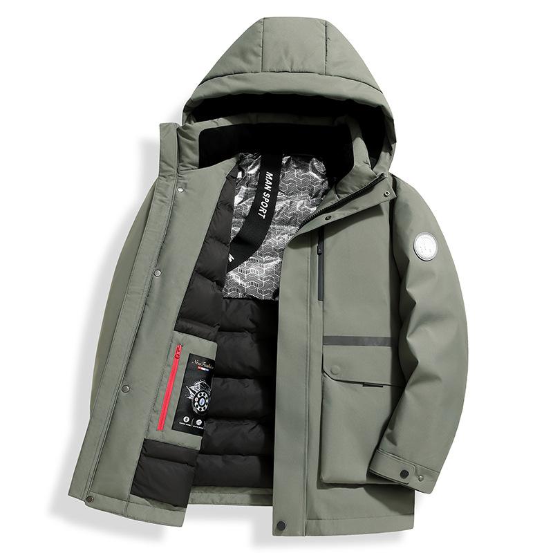 Куртка-пуховик на гусином пуху, зимняя, новая, средней длины, с капюшоном, утепленная, утепленная и теплая, для активного отдыха на открытом воздухе, для мужчин