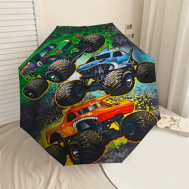 1PC monster trucks Umbrella-8-Rib Reinforced, Automatic Open, Lightweight & Durable, Cute Fashion Accessory for Outdoor-F2618