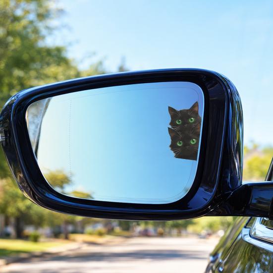 Car Sticker, Waterproof PVC Self-adhesive No Trace Auto Decal, Black Cat Pattern Funny Sticker for Windows Mirrors Trunks Car Accessories