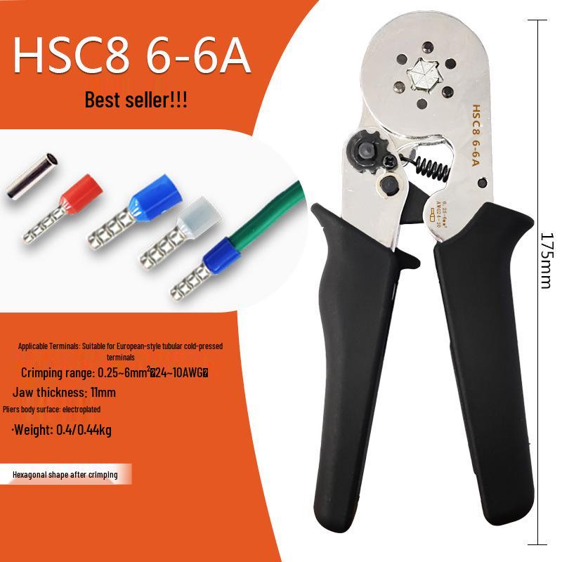 Hexagonal Mini Ratchet Crimping Pliers Set HSC8 6-6 for European Terminals