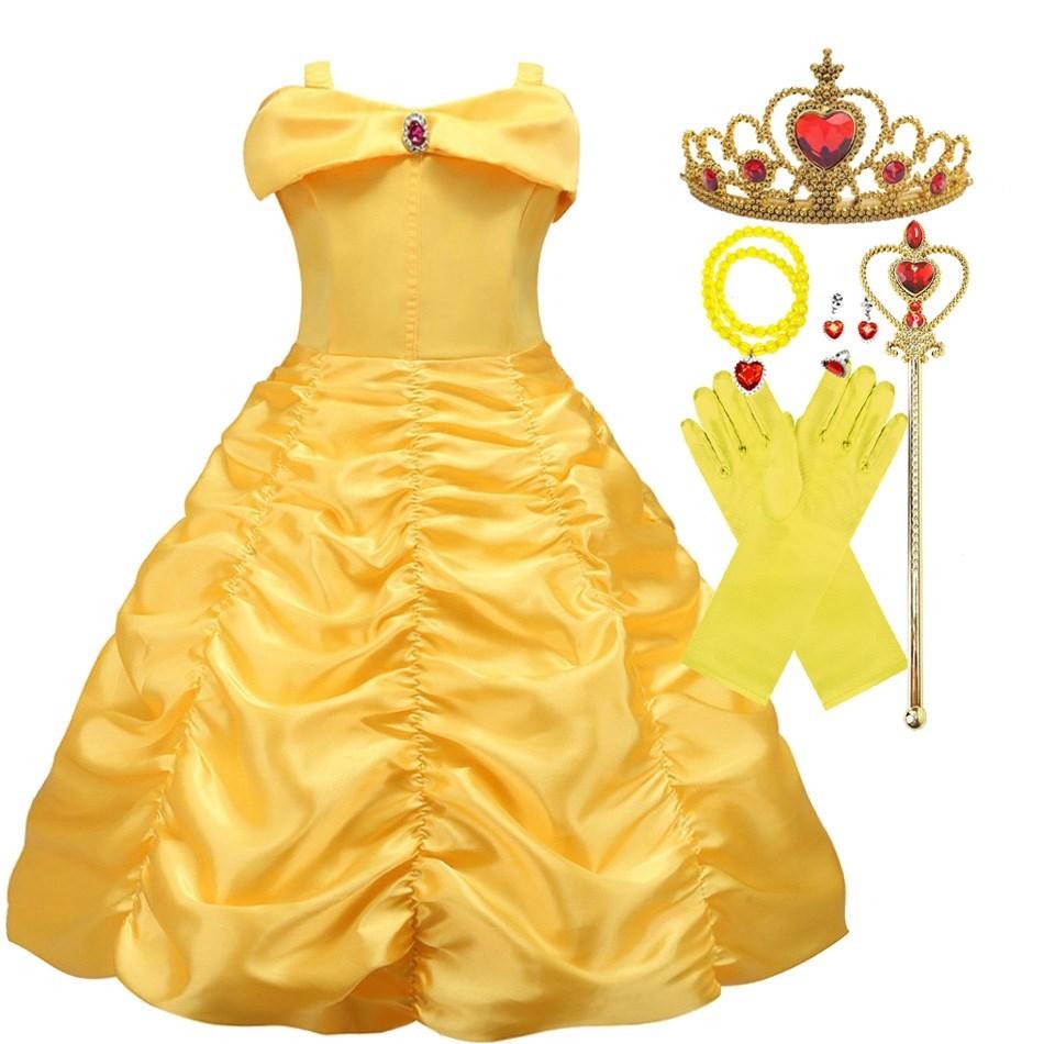 Girls Birthday Party Costumes Kids Belle Dress Up Beauty and The Beast Costume Princess Dress Baby Christmas Halloween Costume