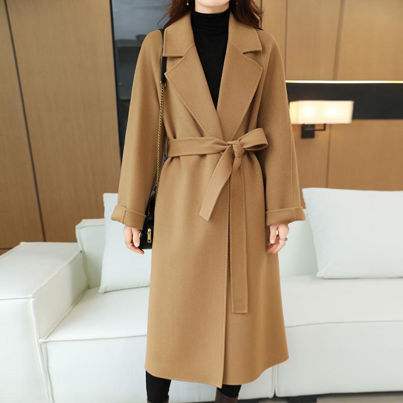 Женское пальто из 100% шерсти TIDENOVEL Осеннее шерстяное длинное пальто Ручной работы Пальто-бушлат Зимняя теплая шерстяная длинная куртка Пальто