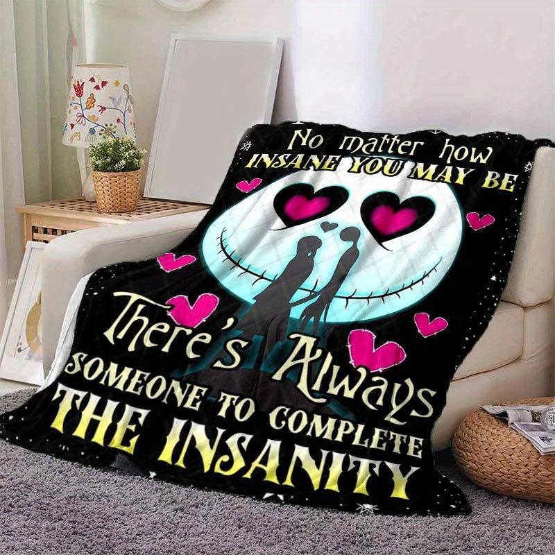 1pc Jack Skellington Printing Flannel Blanket Ideal for Travel Sofa Beds and Home Decor Ideal Birthday or Holiday Gift Available for All Sea