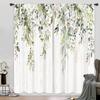 Green Eucalyptus Leaves Curtains for Living Room, Bedroom, Dining, Modern American Fabric Printing, Soft Flowers Curtain, Custom