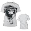Fashion Jesus 3D Print T Shirt For Men Street Trend Short Sleeves Top Summer Oversized T-Shirt Clothes Casual O-neck Sweatshirt