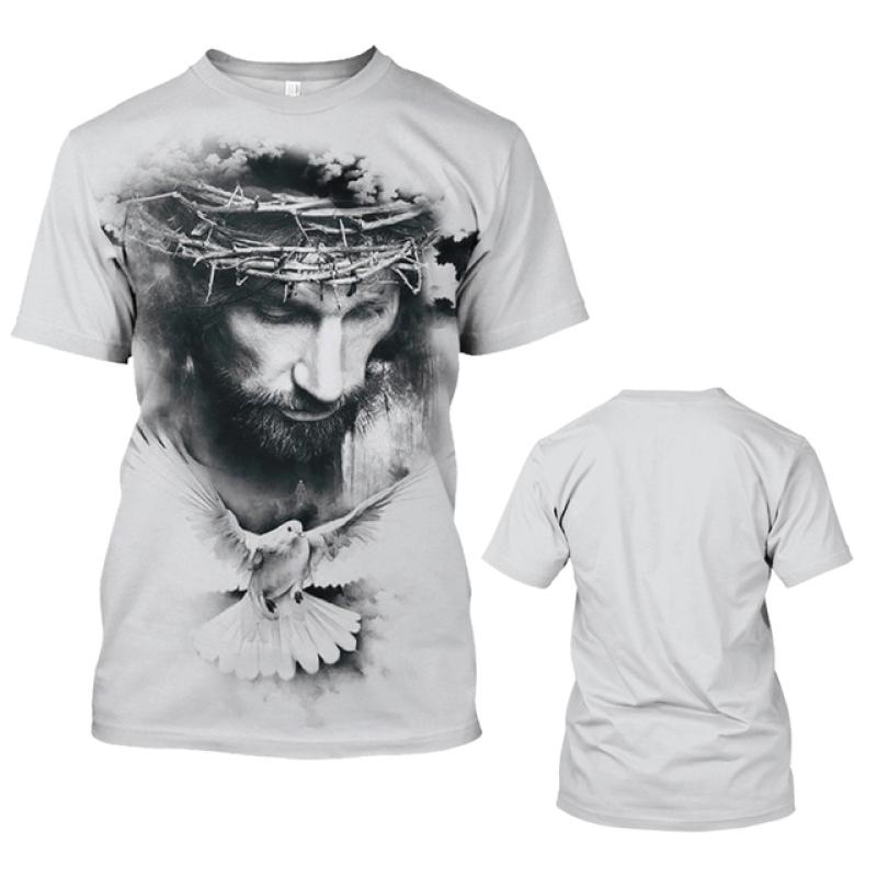 Fashion Jesus 3D Print T Shirt For Men Street Trend Short Sleeves Top Summer Oversized T-Shirt Clothes Casual O-neck Sweatshirt