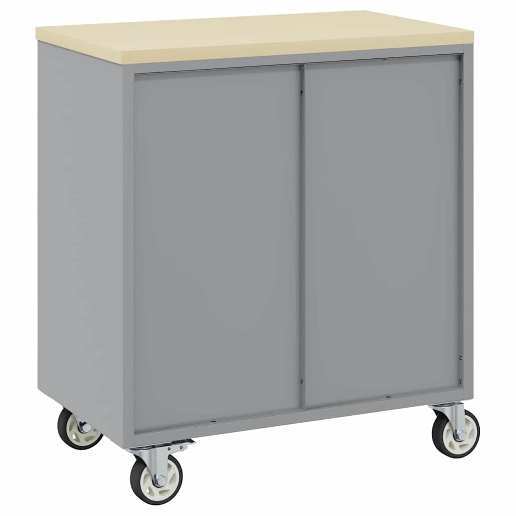 Rolling Workbench Trolley Red and Grey 75 x 45 x 85 cm