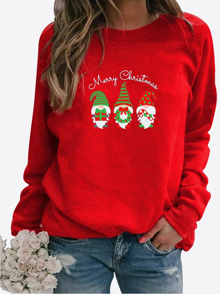Весенне-осенний женский свитер с рождественской тематикой, утолщенный повседневный свитер с круглым вырезом и длинными рукавами, топ больших размеров