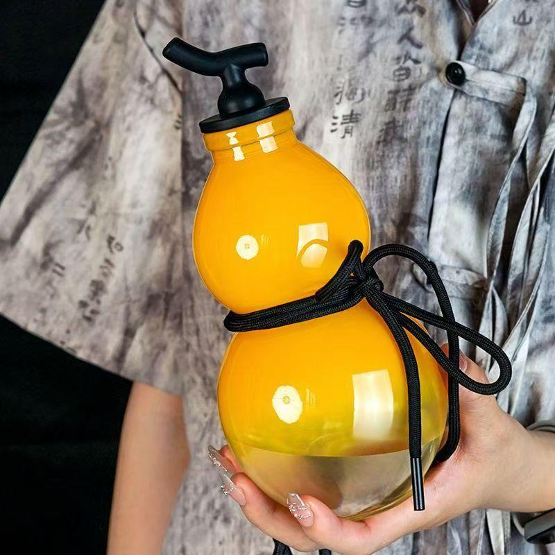 800ML Gourd Shaped Water Bottle For Kids Friends Wukong Travel Drink Bottle Tritan Material Black