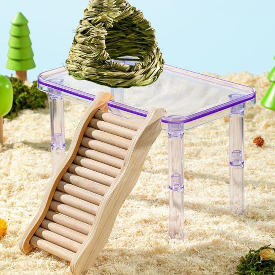 Hamster Platform Transparent Detachable Decorative Landscaping Clear Food Bowl Storage Burr-free Pet Stand Play Climbing Toy Pet Supplies