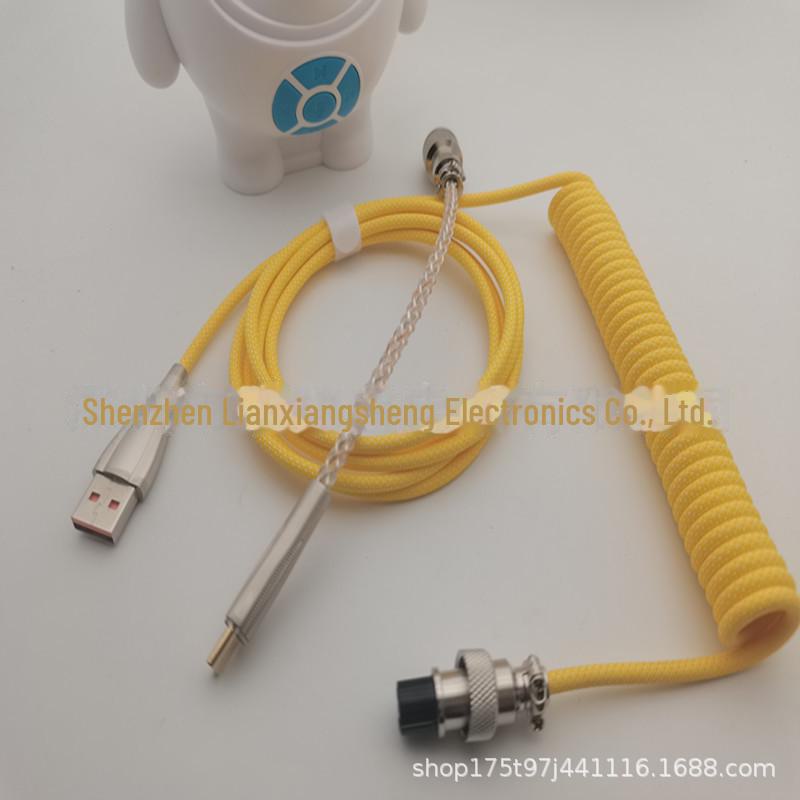 Настраиваемый светящийся металлический пружинный кабель USB-C для передачи данных для механических клавиатур