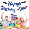 Pre-strung Happy Birthday Dad Decorations Banner Daddy Cake Topper Blue Glitter Father's Day Best Dad Ever Decor Party Supplies NO DIY