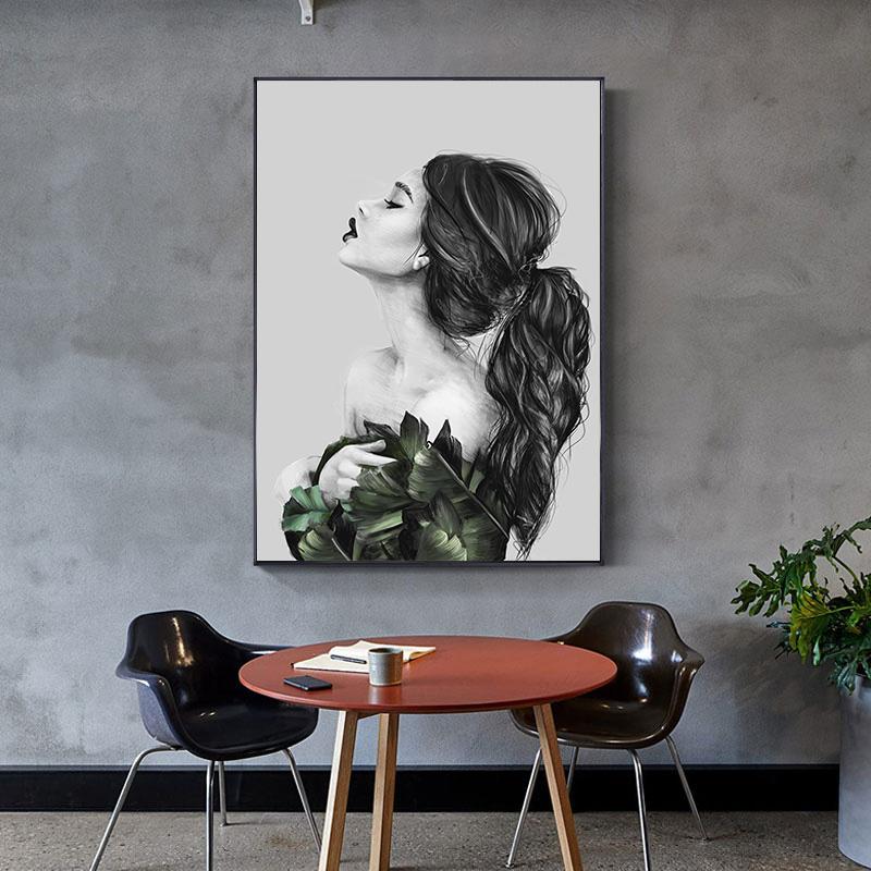 Абстрактная Мода Перо Бабочка Женщины Холст Постер Картина Настенное Искусство, Современная Гостиная Домашнее Украшение Принт