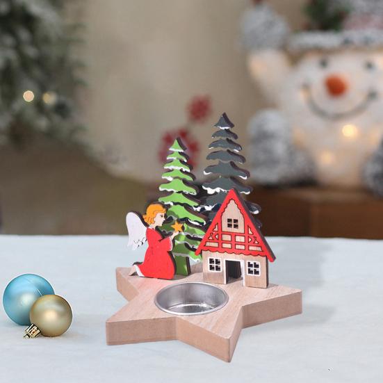 Рождественский подсвечник деревянный Санта-Клаус Ангел Лось подсвечник для чайной свечи настольный подсвечник для рождественского обеденного стола декор в углу