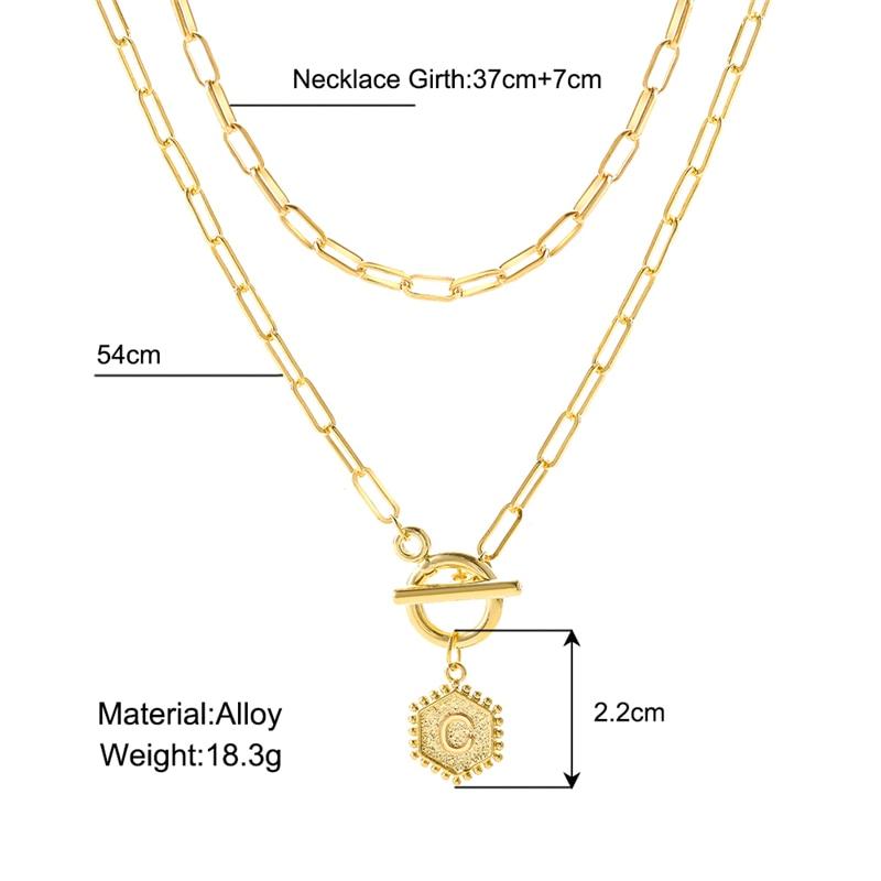 17KM Trendy Gold Initial Letter Necklaces For Women Fashion A-Z Alphabet Pendant Necklace Multilayer Chain Birthday Jewelry Gift