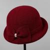 Small warping edge middle-aged and elderly temperament elegant wool top hat mother bucket hat autumn and winter warm old man hat women's basin hat