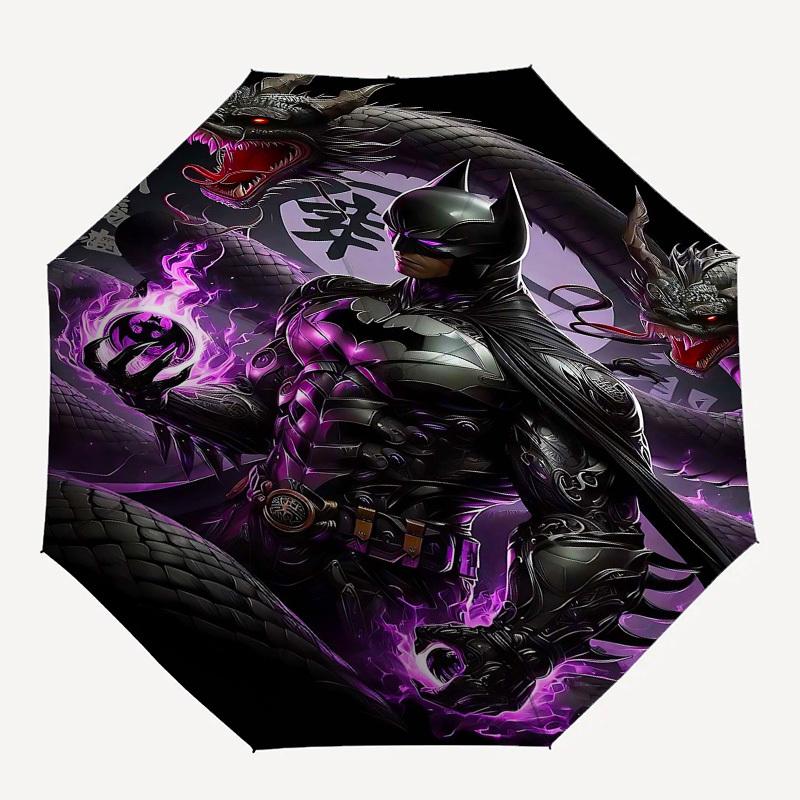 1pc Batman Dragon Automatic Folding Umbrella - Compact 8-Rib Design, Durable Plastic & Iron1249L