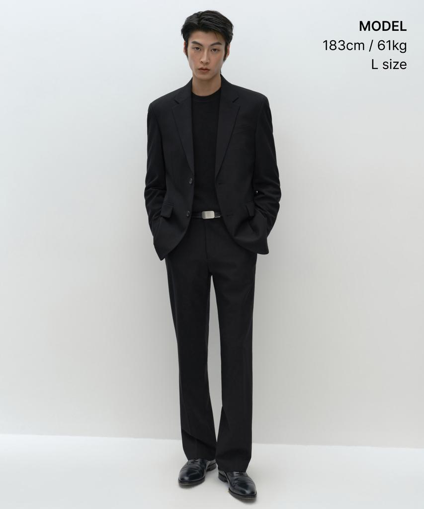 MUSINSA STANDARD [Plus] Relaxed Basic Wool Blazer [Black]