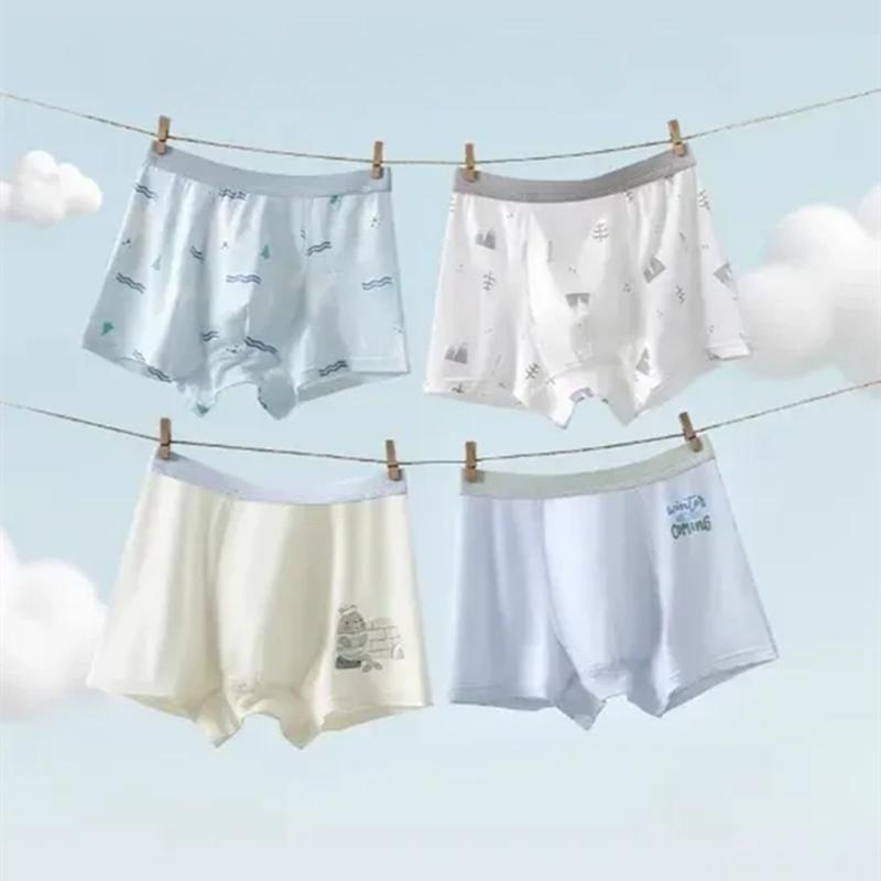 4 Pack Children Boys Modal Boxer Briefs Soft Breathable Underwear Casual Comfort Shorts for Kids