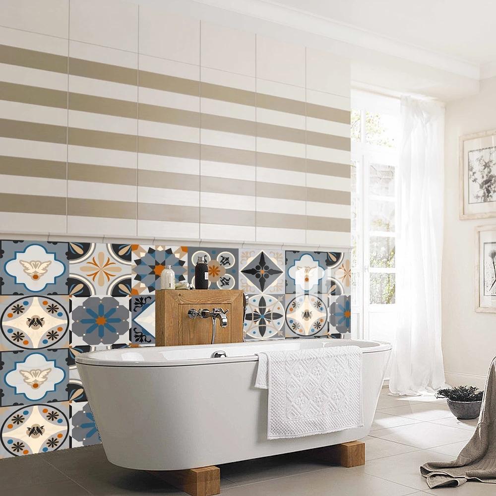 10 шт., наклейка на плитку в богемном стиле, кухонный фартук, маслостойкая ванная комната, водонепроницаемая, домашний декор, наклейки на стены, самоклеящаяся художественная фреска