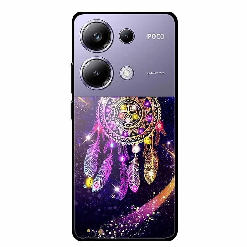 Красочный эстетичный чехол из закаленного стекла для Redmi 12 5G и POCO M6 PRO